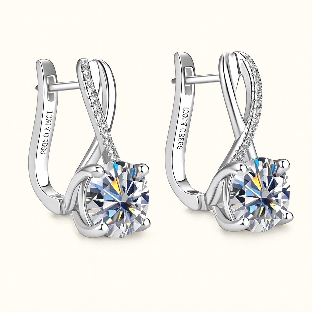 Brincos Femininos Luxuosos Moissanite – Elegância e Brilho Incomparável