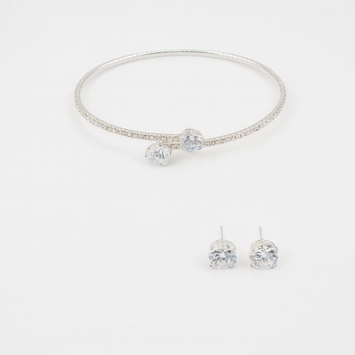 Conjunto Luxo Coração de Cristal – Colar, Pulseira e Brincos Femininos