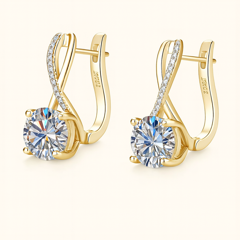 Brincos Femininos Luxuosos Moissanite – Elegância e Brilho Incomparável