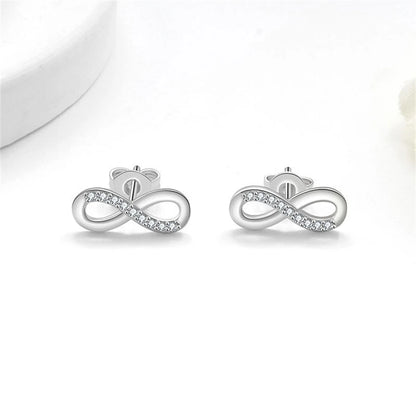 Conjunto Prata 925 Laço Móbio – Colar, Pulseira e Brincos com Cristais Zircônia