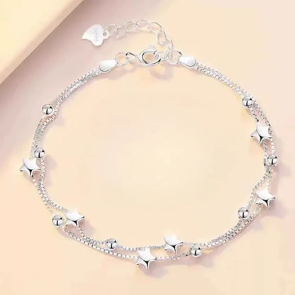 Pulseira Prata 925 Estrelas & Lua – Cristais Zircônia Luxuosos Femininos