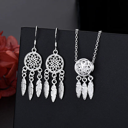 Conjunto Prata 925 Dreamcatcher – Colar, Pulseira e Brincos Femininos