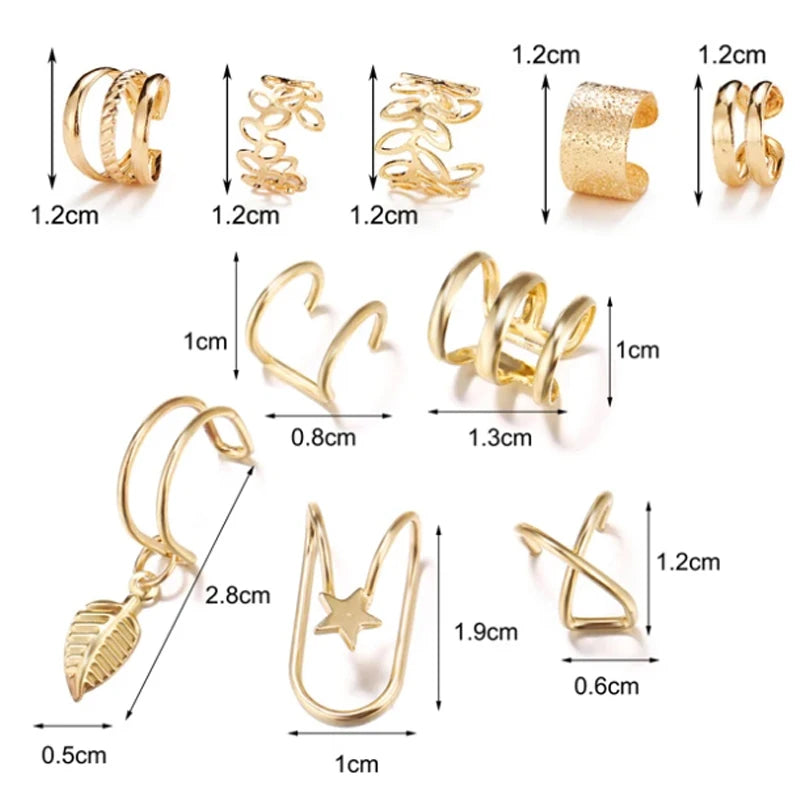 Kit de Brincos Clip Prateados – Design Criativo Geométrico Unissex