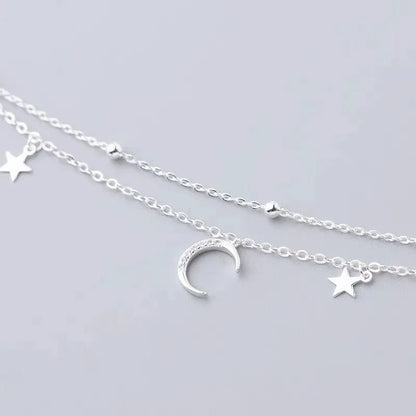 Pulseira Prata 925 Estrelas & Lua – Cristais Zircônia Luxuosos Femininos