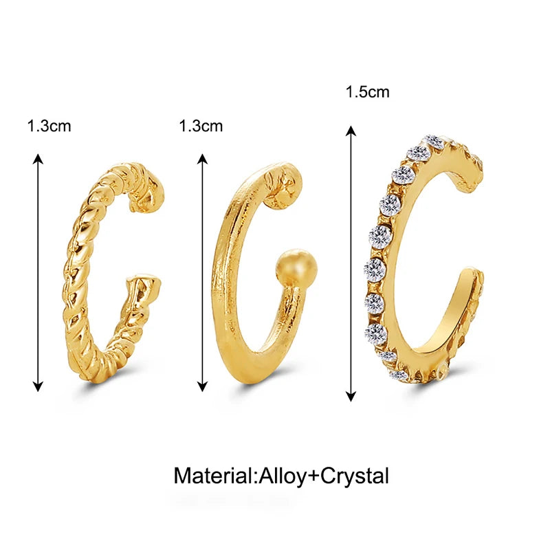 Kit de Brincos Clip Prateados – Design Criativo Geométrico Unissex