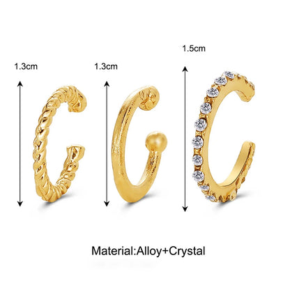 Kit de Brincos Clip Prateados – Design Criativo Geométrico Unissex