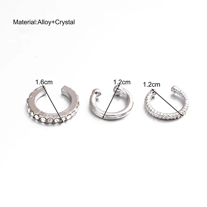 Kit de Brincos Clip Prateados – Design Criativo Geométrico Unissex