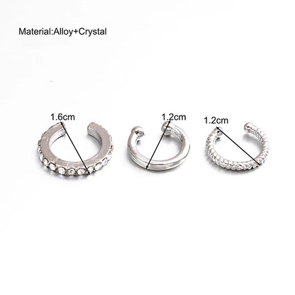 Kit de Brincos Clip Prateados – Design Criativo Geométrico Unissex